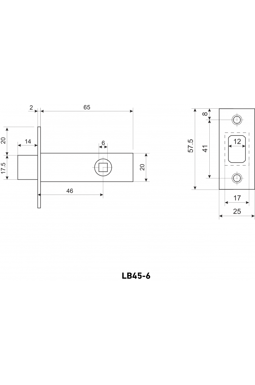 Задвижка АЛЛЮР АРТ LB45-6 MBN графит 6мм без ручек (100)