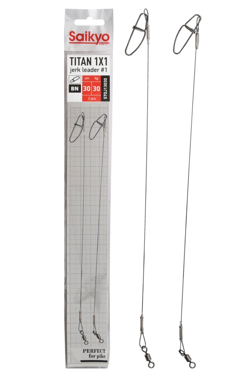Поводок Saikyo Titan 1x1 Jerk №1 STOJ13030, 30кг/30см, 2шт Поводок Saikyo Titan 1x1 Jerk №1 STOJ13030, 30кг/30см, 2шт