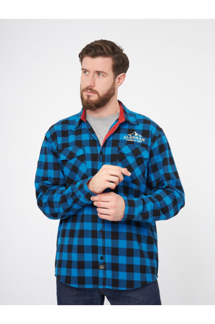 Рубашка фланелевая синяя клетка XXXL