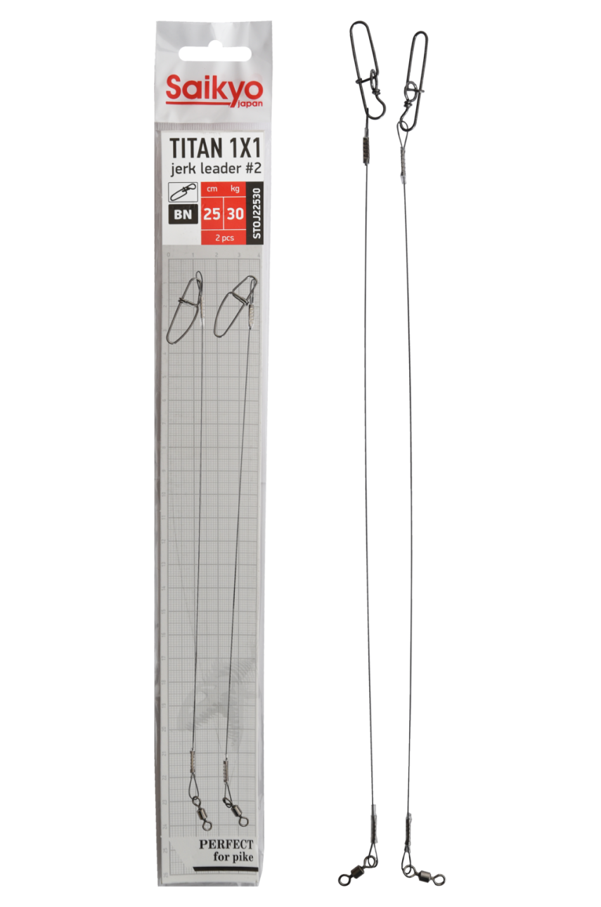 Поводок Saikyo Titan 1x1 Jerk №2 STOJ22530, 30кг/25см, 2шт Поводок Saikyo Titan 1x1 Jerk №2 STOJ22530, 30кг/25см, 2шт