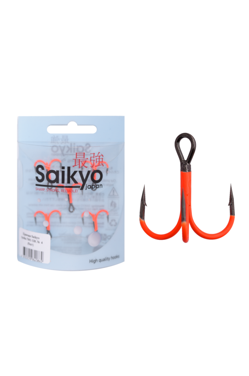 Крючки Saikyo тройн.7001 OR №  4 (5шт)