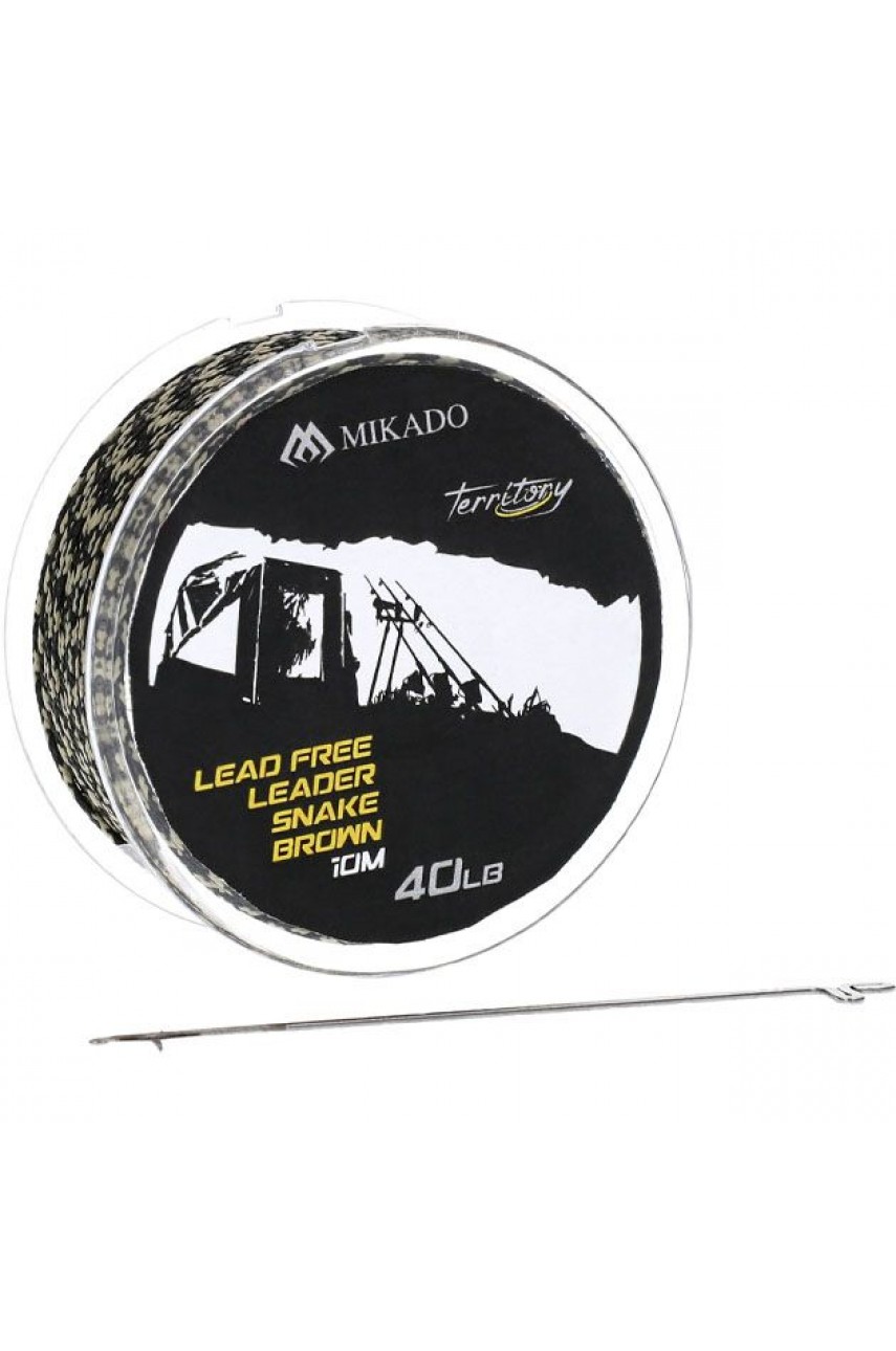 Лидкор Mikado Territory LEAD FREE LEADER супер-мягкий, утяжел (40LB, 10м ) светлый камуфляж+игла