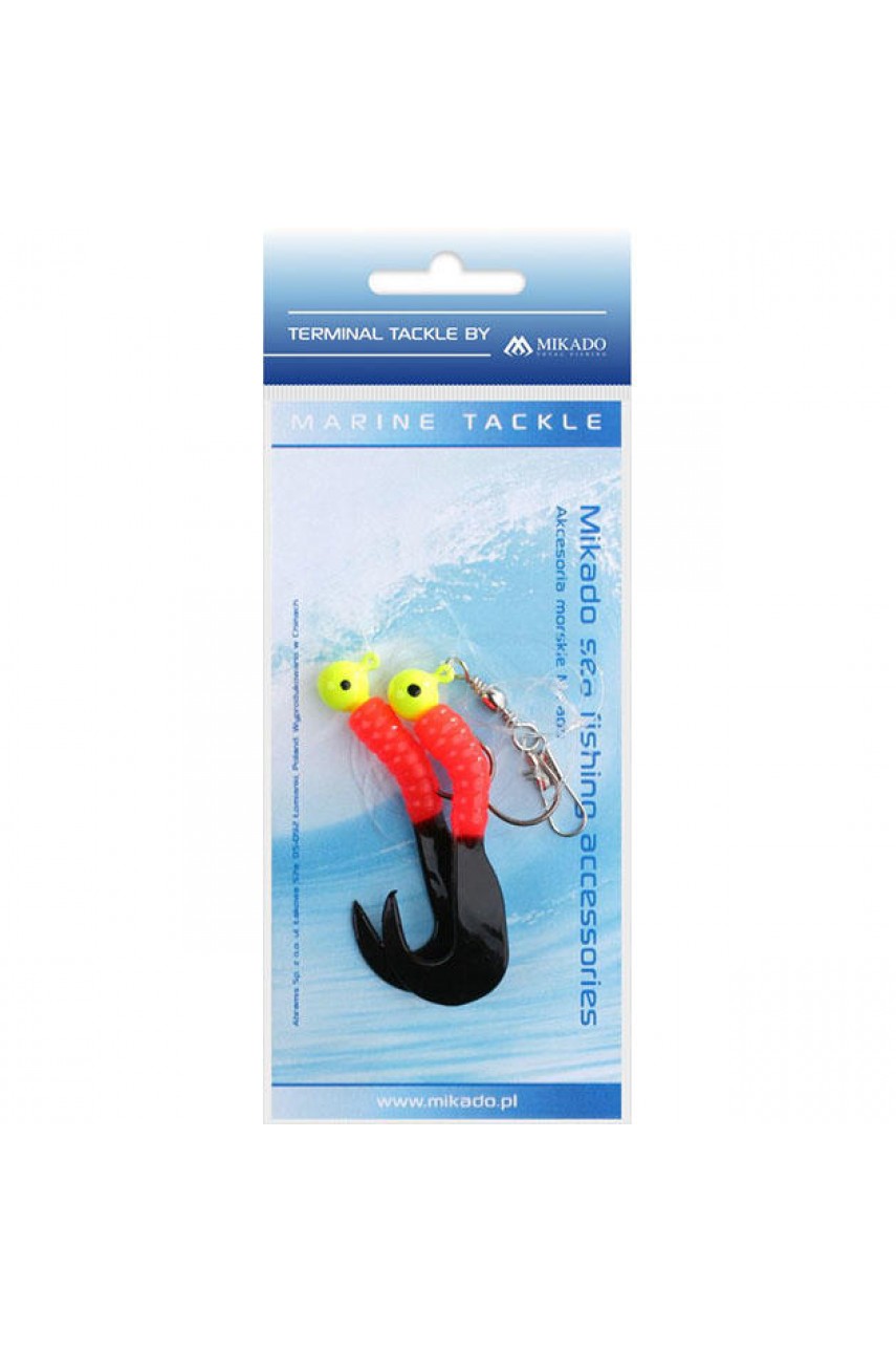 Морская оснастка Mikado на треску PILK TWIST JIGHEAD RIG 5.5см, 3 г. (2 шт.) крючки №1 красно-чёрный модель LS-A000-2X3Y03 от Mikado