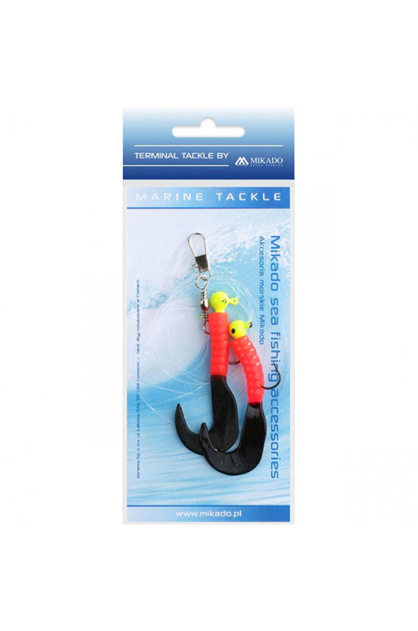 Морская оснастка Mikado на треску PILK TWIST JIGHEAD RIG 5.5см, 3г. (2шт.) крючки №1/0 красно-чёрный модель LS-A005-2X3Y-03 от Mikado