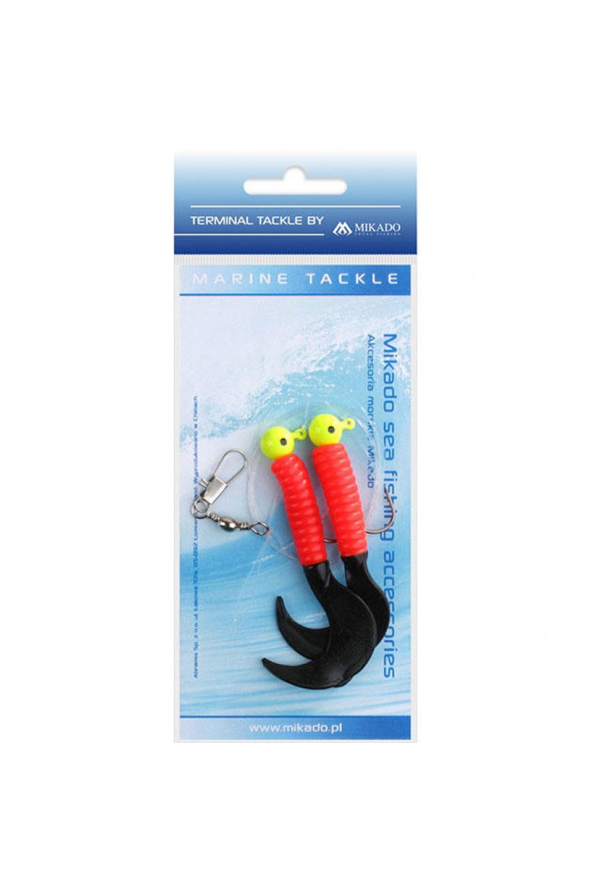 Морская оснастка Mikado на треску PILK TWIST JIGHEAD RIG 5.5см, 3г. (2шт.) крючки №1/0 красно-чёрный модель LS-A005-2X3Y-03 от Mikado