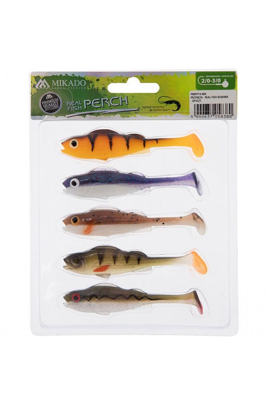 Виброхвост Mikado REAL FISH 8 см., 4.8 г., MIX (5 шт.)