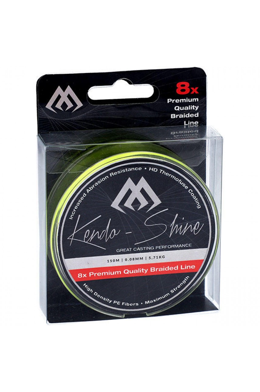 Плетеный шнур Mikado KENDO SHINE 8-x HDPE 0.10 yellow (150 м) 8,23 кг.