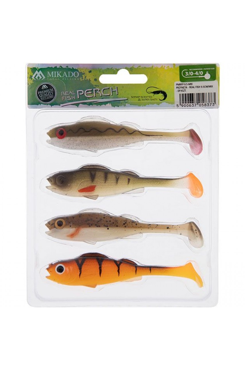 Виброхвост Mikado REAL FISH 9.5 см., 7.6 г., MIX (4 шт.)