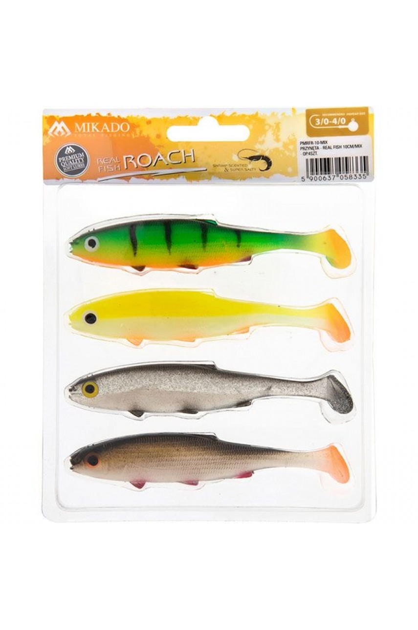 Виброхвост Mikado REAL FISH 10 см., 7.8 г., MIX (4 шт.)