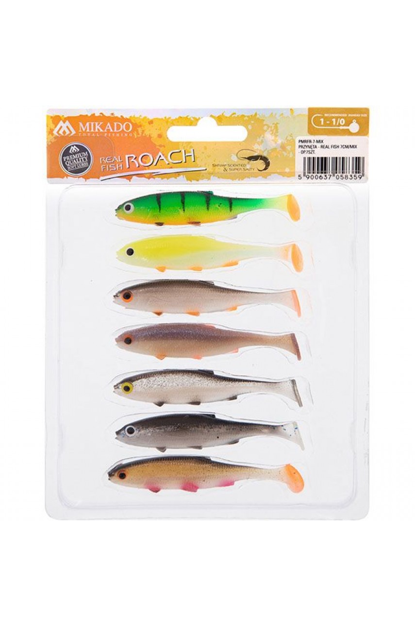 Виброхвост Mikado REAL FISH 7 см., 2.5 г., MIX (7 шт.)