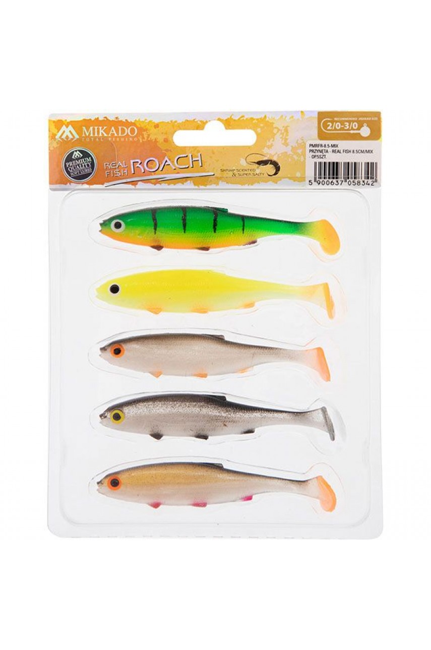 Виброхвост Mikado REAL FISH 8.5 см., 4.7 г., MIX (5 шт.)