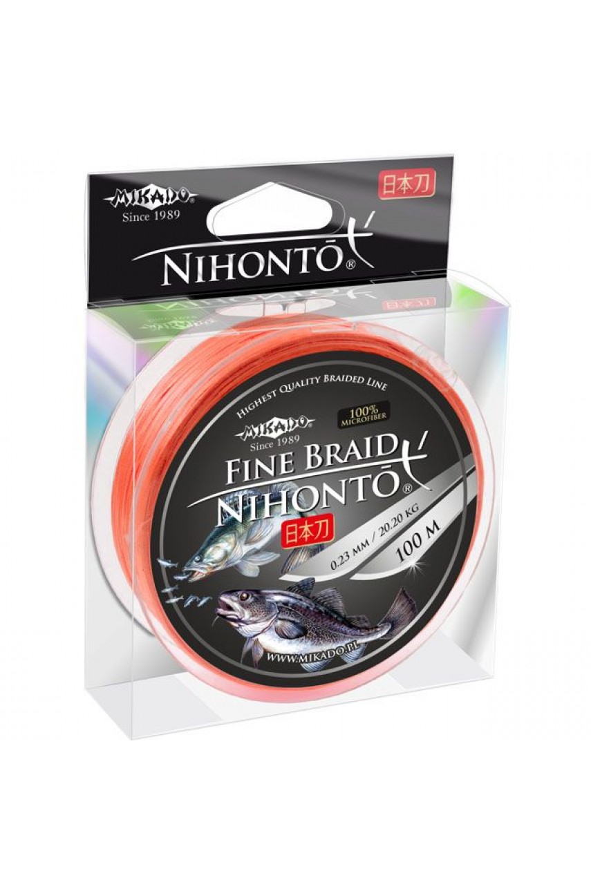 Плетеный шнур Mikado NIHONTO FINE BRAID 0,28 orange (100 м) - 23,40 кг.
