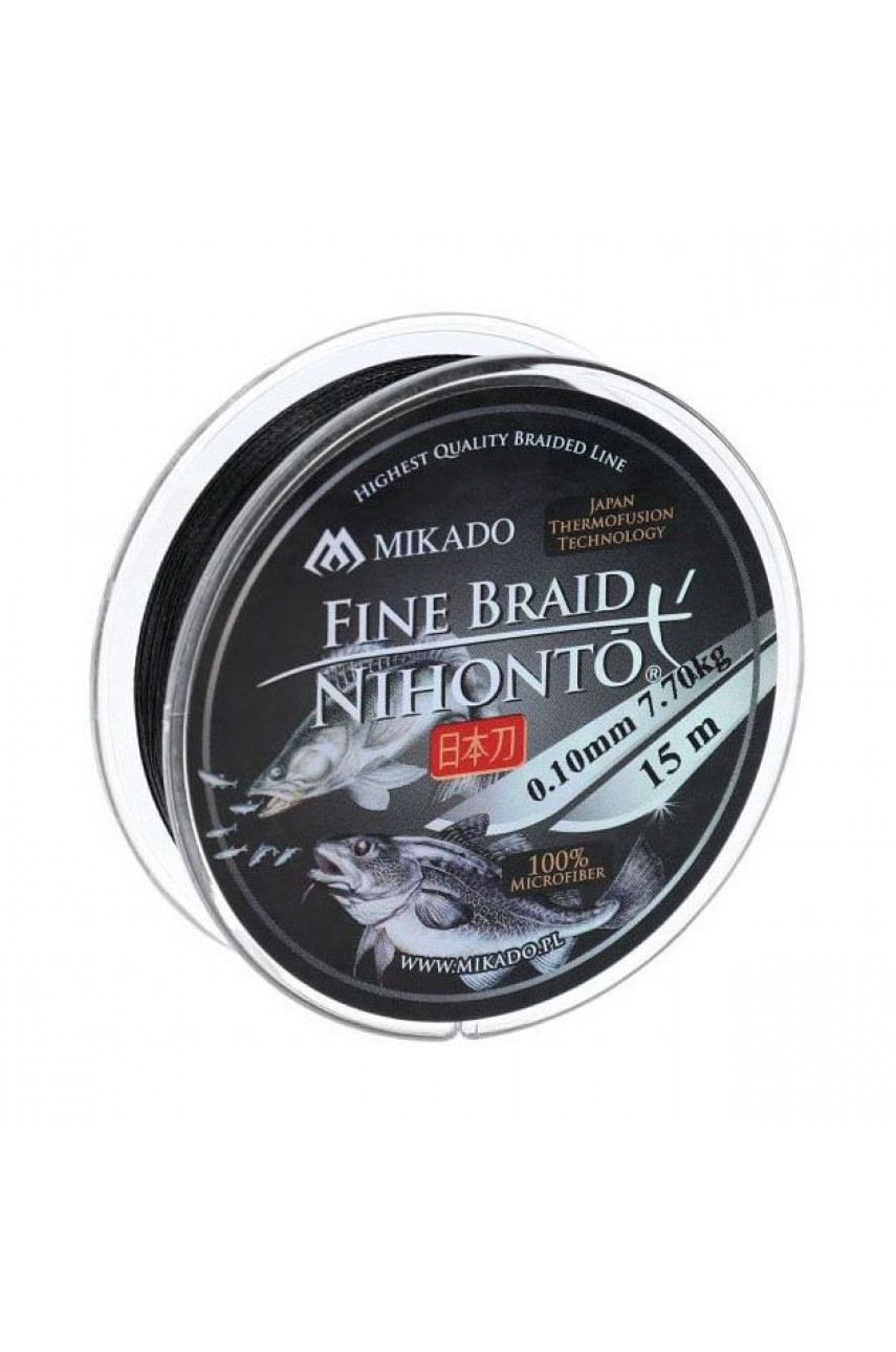 Плетеный шнур Mikado NIHONTO FINE BRAID  025 BLACK ( 15 м)
