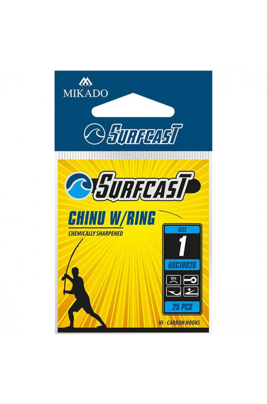 Крючки Mikado SURFCAST- CHINU W/RING № 6 BN (25 шт.) модель HSC10026-6B от Mikado