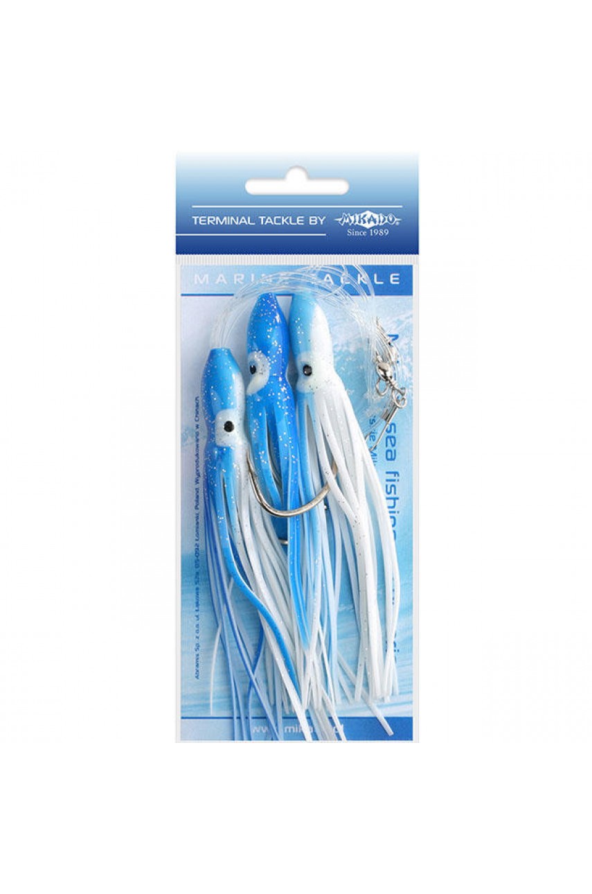 Морская оснастка Mikado OCTOPUS RIG 12 см, крючок № 7/0 (3шт.) BLUE/WHITE