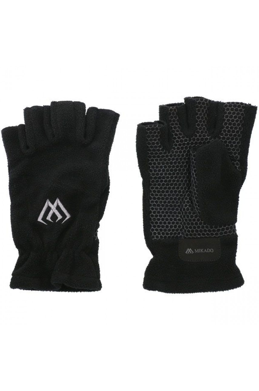 Перчатки рыболовные флисовые без пальцев Mikado UMR-11B-XL чёрно-серые размер XL