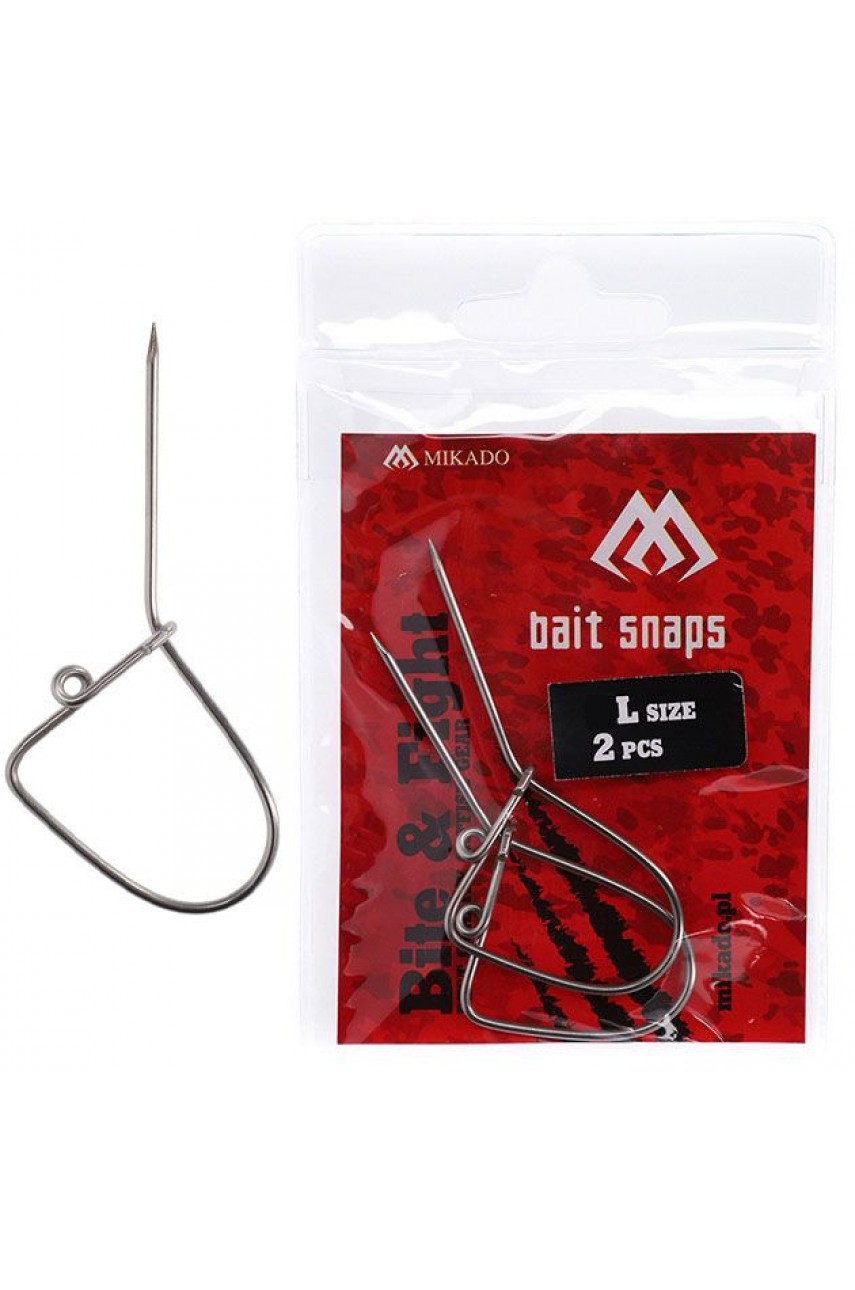 Застежка для крепления живца на сома Mikado CATFISH LIVE BAIT SNAP, размер L (упак. - 2 шт.), цвет никель, AMC-039-L