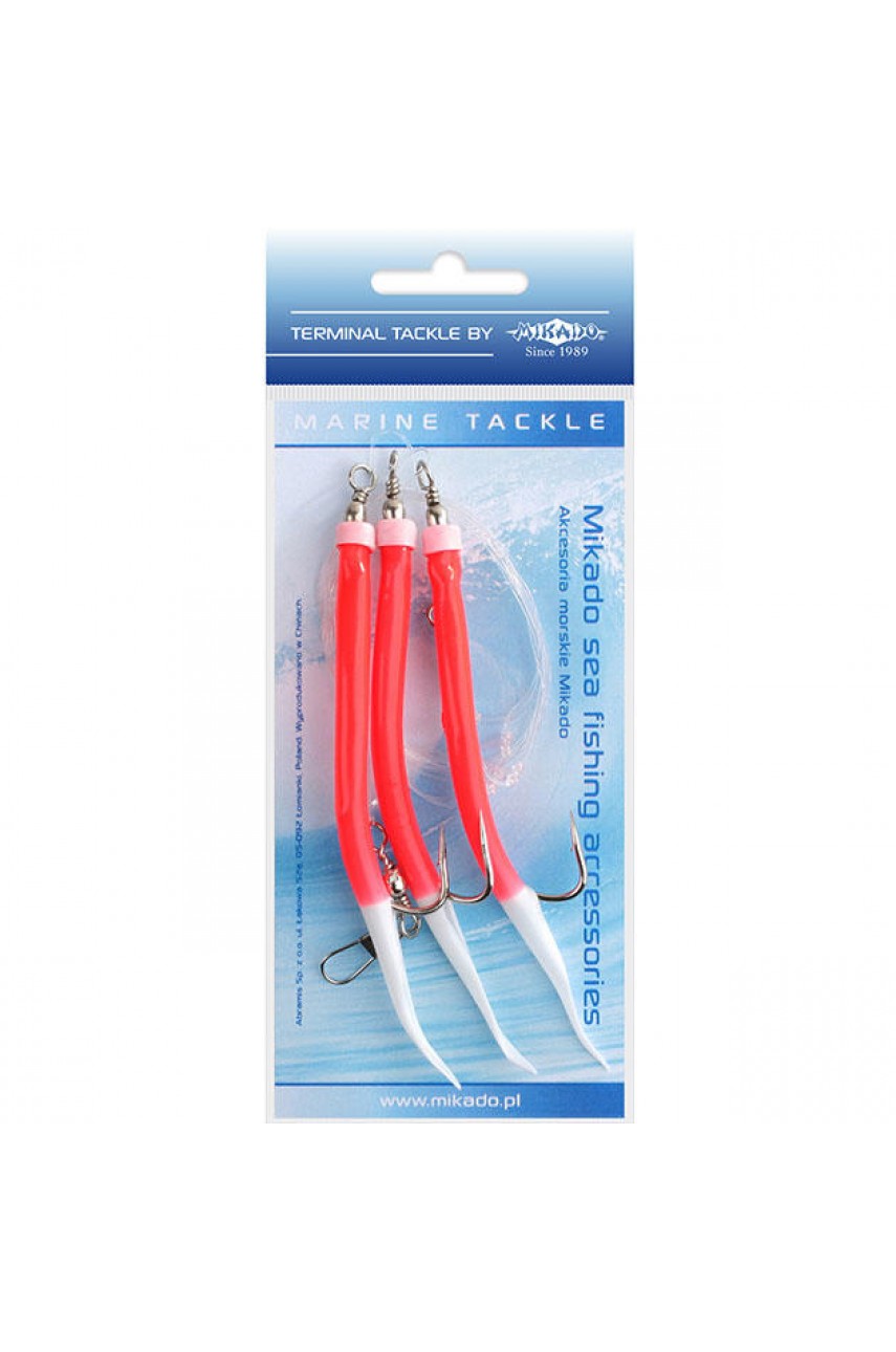 Морская оснастка Mikado GUMMI MAKK RIG, крючок № 4/0 (3шт.) RED